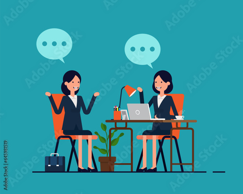 Business person having a job interview. Business vector concept