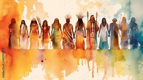 Native American heritage month, diverse people portrait, Generative ai