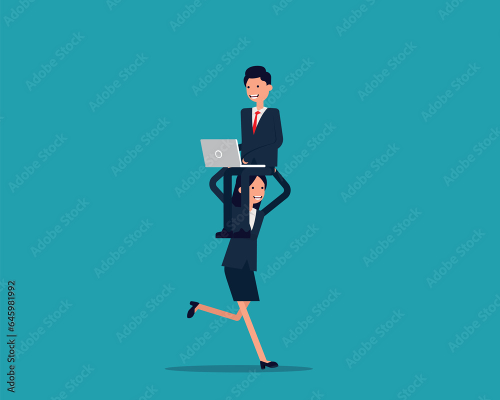 Carry the boss on head and run Carry the boss on head and run