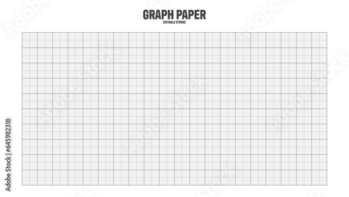 Sheet of graph paper with grid. Millimeter paper texture, geometric pattern. Gray lined blank for drawing, studying, technical engineering or scale measurement. Vector illustration