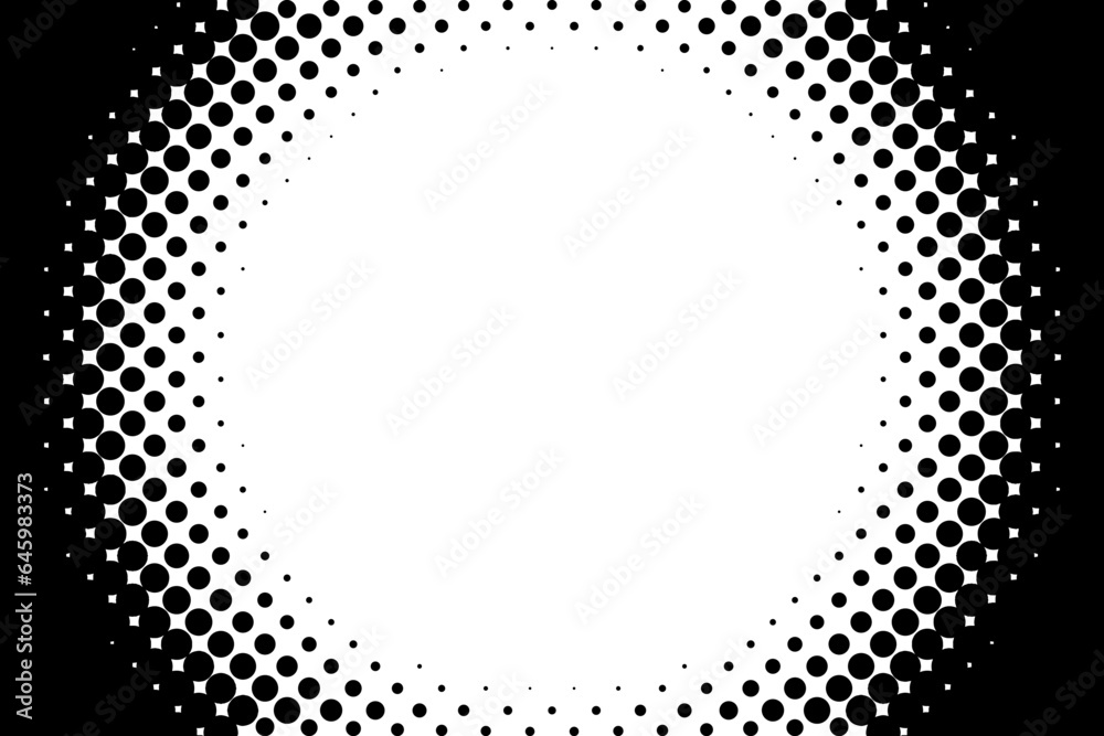 Radial halftone background vector pattern. black frame