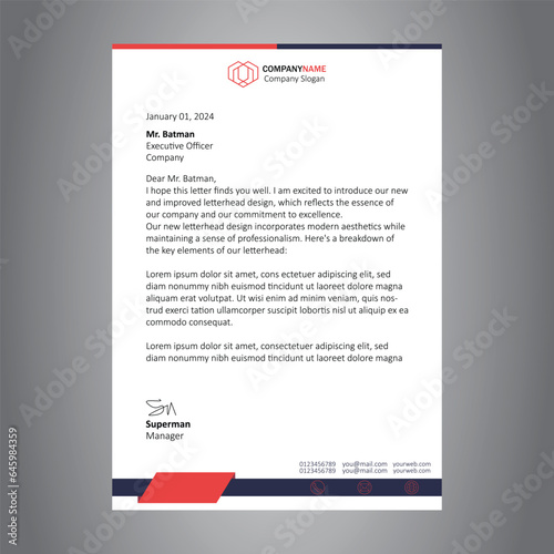 Letterhead template, corporate business pad design vector 