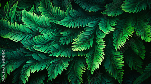 Feathery fern motifs in emerald green