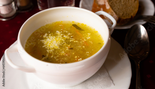 Soup with pickles and barley. pickle