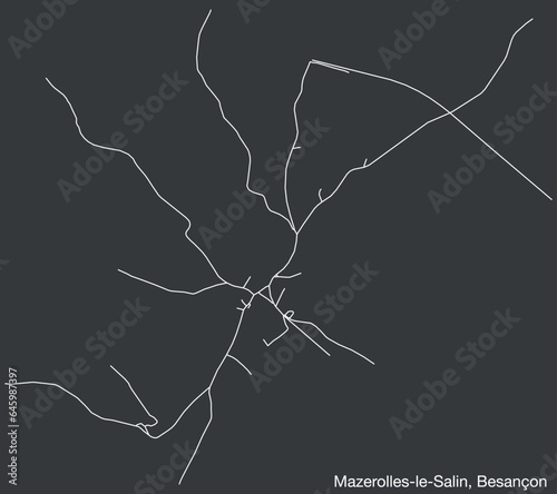Detailed hand-drawn navigational urban street roads map of the MAZEROLLES-LE-SALIN COMMUNE of the French city of BESANCON, France with vivid road lines and name tag on solid background