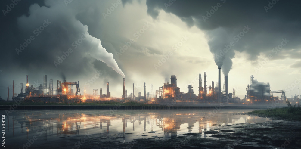 Smoke pollution production industrial factory
