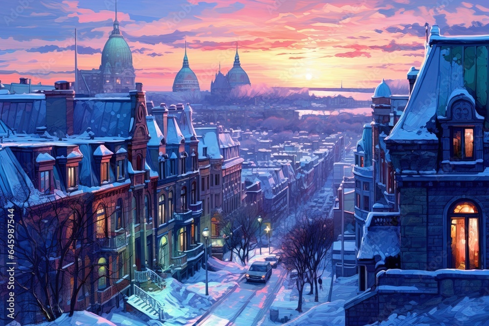 Naklejka premium Winter city landscape