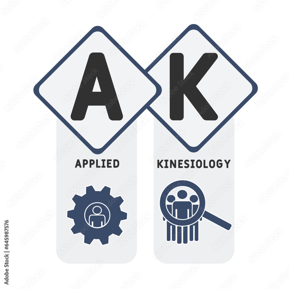 AK - Applied Kinesiology acronym. business concept background. vector illustration concept with keywords and icons. lettering illustration with icons for web banner, flyer, landing AK - Applied Kinesiology acronym. business concept background. vector illustration concept with keywords and icons. lettering illustration with icons for web banner, flyer, landing