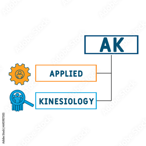 AK - Applied Kinesiology acronym. business concept background.  vector illustration concept with keywords and icons. lettering illustration with icons for web banner, flyer, landing