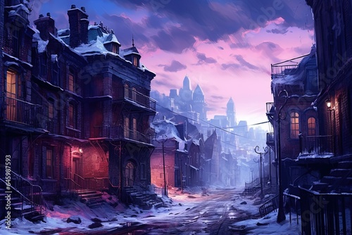 Winter city landscape