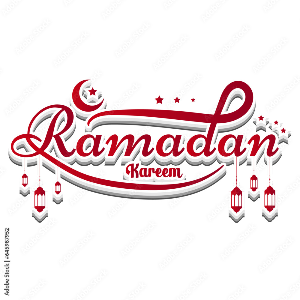 Lettering ramadan text arabic typography for marhaban ya ramadhan kareem sticker with lantern mosque transparent background clipart