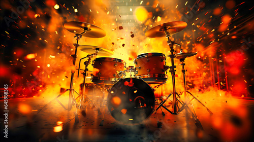 Rapid beats of a drummer's sticks photo