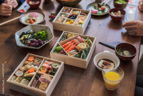 おせち料理がのった食卓 photo