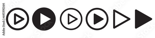Video play button icon. Multimedia player start or pause button symbol. Forward next clip sign vector.