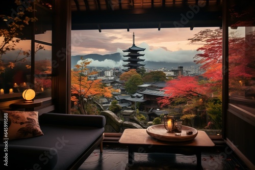 日本の京都風の夕方の風景（京都・奈良・寺院・神社）