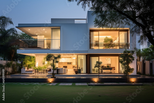 Luxury Home In India, Modern Indian House, Modern Indian House Design, Modern Indian House Exterior © Lahiru Gayashan