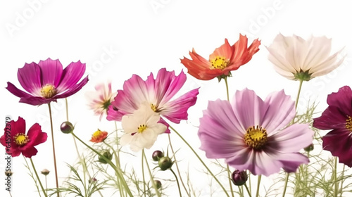 Cosmos flowers isolated on white background. Close up view. generative ai © Graphicsstudio 5
