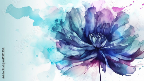 Watercolor floral background with blue flowers. Hand drawn illustration. generative ai © Graphicsstudio 5