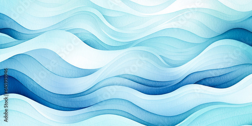 Ocean water wave illustration copy space for text. Abstract blue, teal happy cartoon sunny wave for pool party or ocean beach vacation travel. Web mobile wavy background texture wave