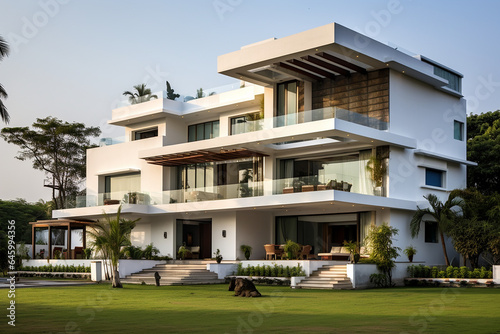 Luxury Indian Apartment House, Modern Indian House, Modern Indian House Design, Modern Indian House Exterior