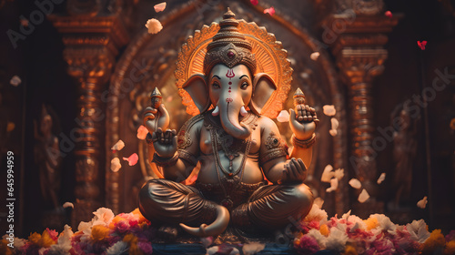 Ganesha Statue Serenity: Temple Wallpaper