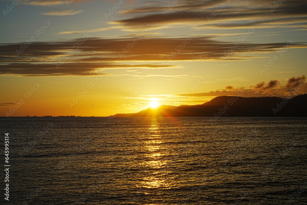 Sunset Image of Agarie Beach in Nago, Okinawa, Japan - 日本 沖縄 名護 東江ビーチ 夕日