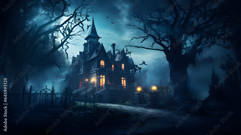 Enigmatic Haunted House: Mysterious Mansion in the Woods