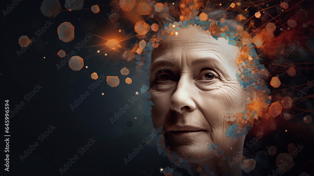 Old woman silhouette of a female head Mental health relative brochure Old woman silhouette of a female head Mental health relative brochure