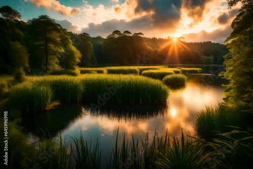 sunset over lake