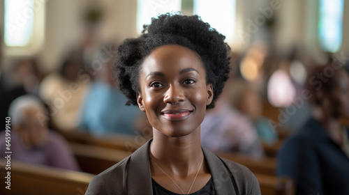 Female parishioner in a church
