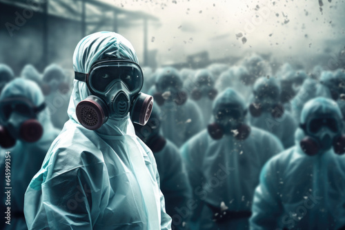 Scientist Doctor in Hazmat Suit and Mask, Virus Protection, Contagions, COVID, Flu, Outbreak, Ebola, African American Man, Woman, Generative AI photo