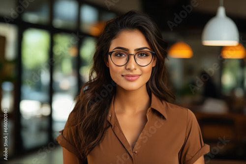 Young and beautiful woman wearing eyeglasses. photo