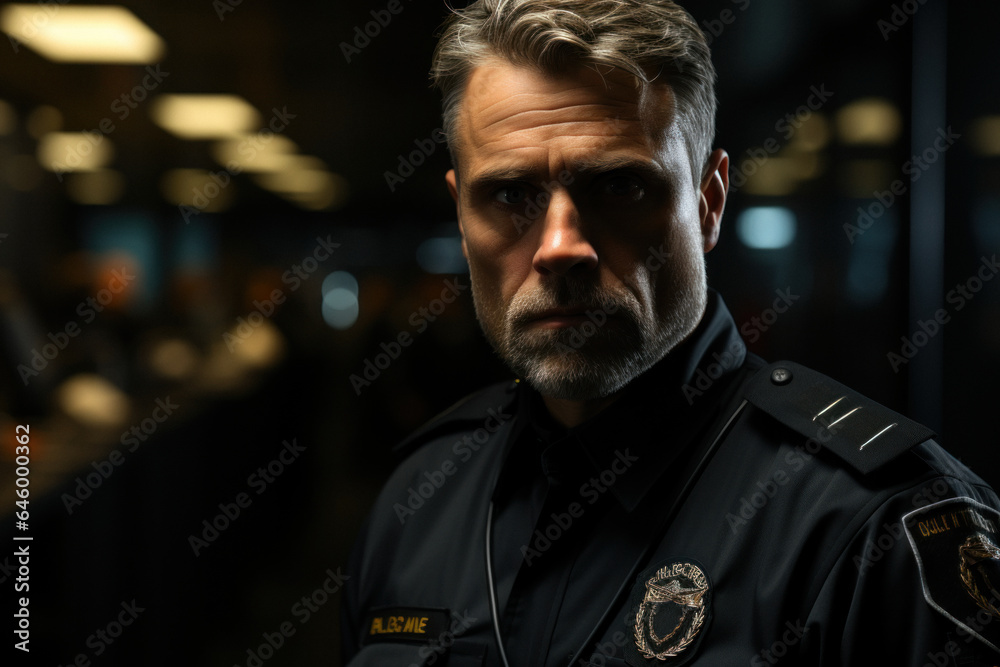 Young attractive caucasian male security guard in surveillance room Young attractive caucasian male security guard in surveillance room
