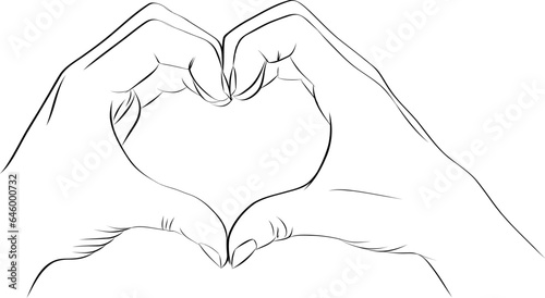 Sketch of hands showing heart shape gesture