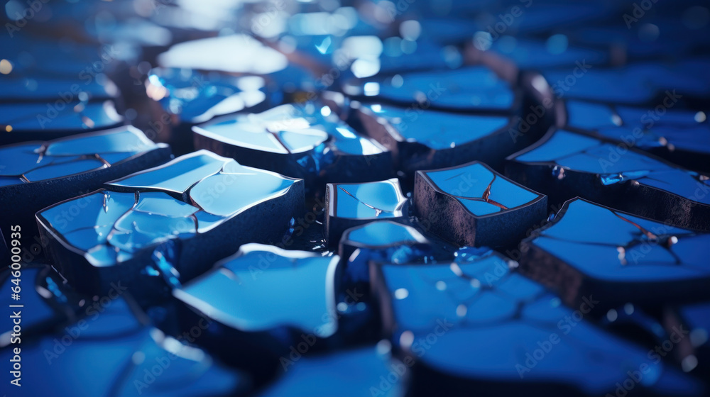 Сracked glossy blue tile floor. Сracked glossy blue tile floor.