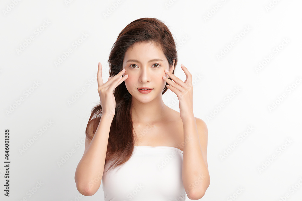 Beautiful young asian woman with clean fresh skin on white background, Face care, Facial treatment, Cosmetology, beauty and spa, Asian women portrait. Beautiful young asian woman with clean fresh skin on white background, Face care, Facial treatment, Cosmetology, beauty and spa, Asian women portrait.