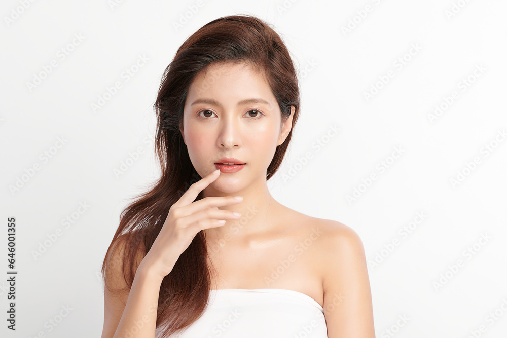 Beautiful young asian woman with clean fresh skin on white background, Face care, Facial treatment, Cosmetology, beauty and spa, Asian women portrait. Beautiful young asian woman with clean fresh skin on white background, Face care, Facial treatment, Cosmetology, beauty and spa, Asian women portrait.