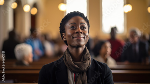 Foto Female parishioner in a church