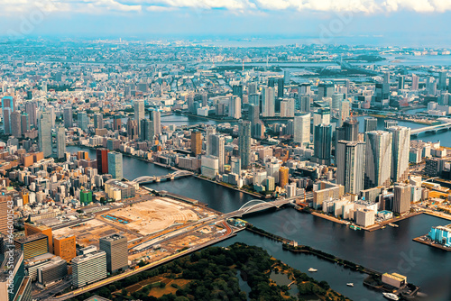 Fototapeta Naklejka Na Ścianę i Meble -  Aerial view of Minato City, Tokyo, Japan