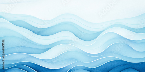 Blue wave abstract winter snow background for copy space text. White teal ocean wavy texture, flowing motion. Snowy winter holiday season or water wave illustration. Mobile web new year backdrop. © Vita