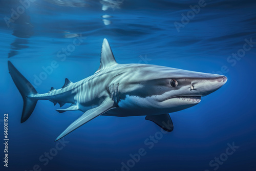 Blue shark (Prionace glauca) in blue water