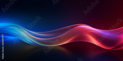 Blurry glowing wave and neon lines abstract 3d wallpaper background Generative AI