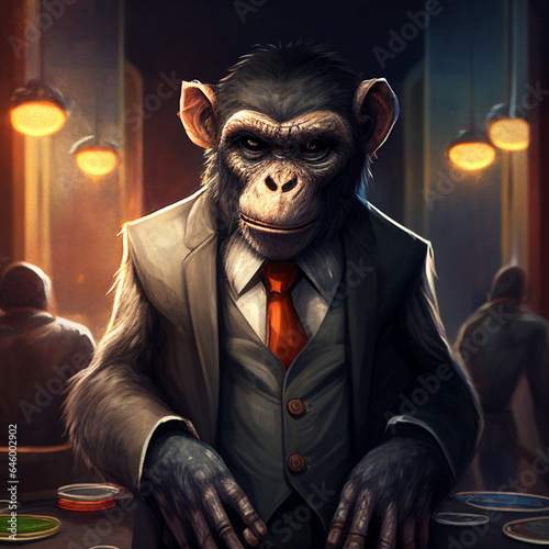 A monkey playing in a casino. AI Generated