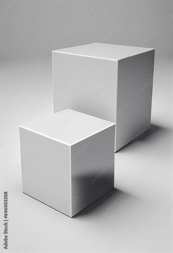 White 3D cubes standing on a white floor. AI Generated White 3D cubes standing on a white floor. AI Generated