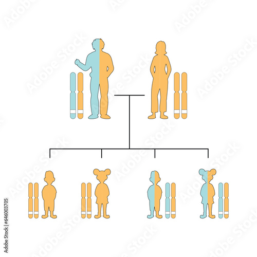 Autosomal Dominant Inheritance Concept Design. Vector illustration.