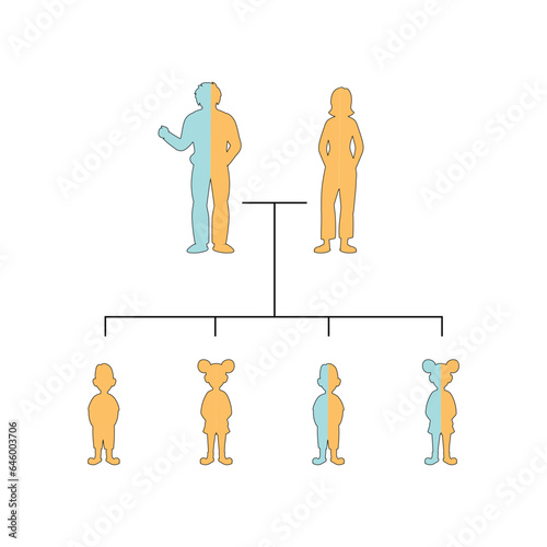 Autosomal Dominant Inheritance Concept Design. Vector illustration.