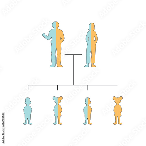 Autosomal Recessive Inheritance Concept Design. Vector illustration.
