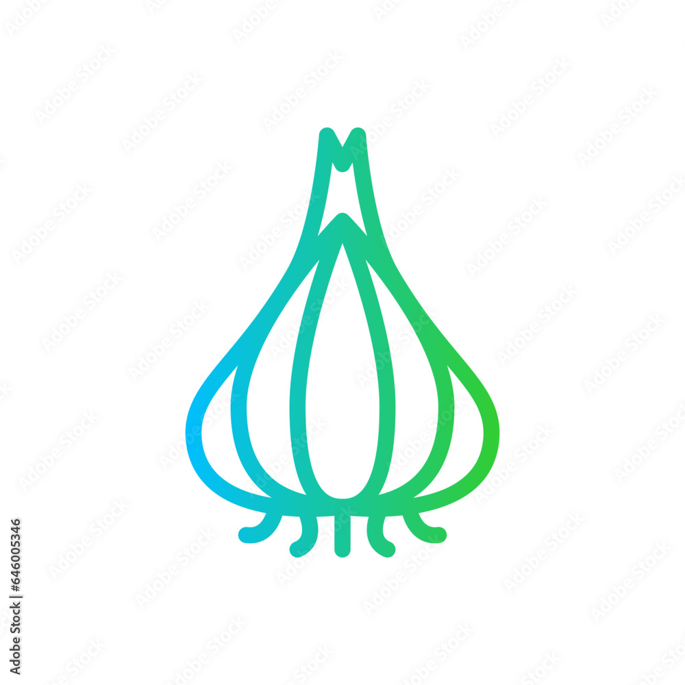 Onion vegetables icon with blue and green gradient outline style. agriculture, editable, collection, eggplant, artichoke, design, pictogram. Vector Illustration Onion vegetables icon with blue and green gradient outline style. agriculture, editable, collection, eggplant, artichoke, design, pictogram. Vector Illustration