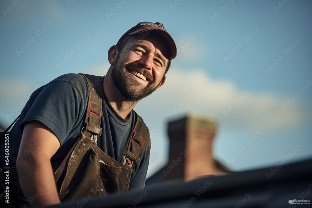 Construction worker on the roof.