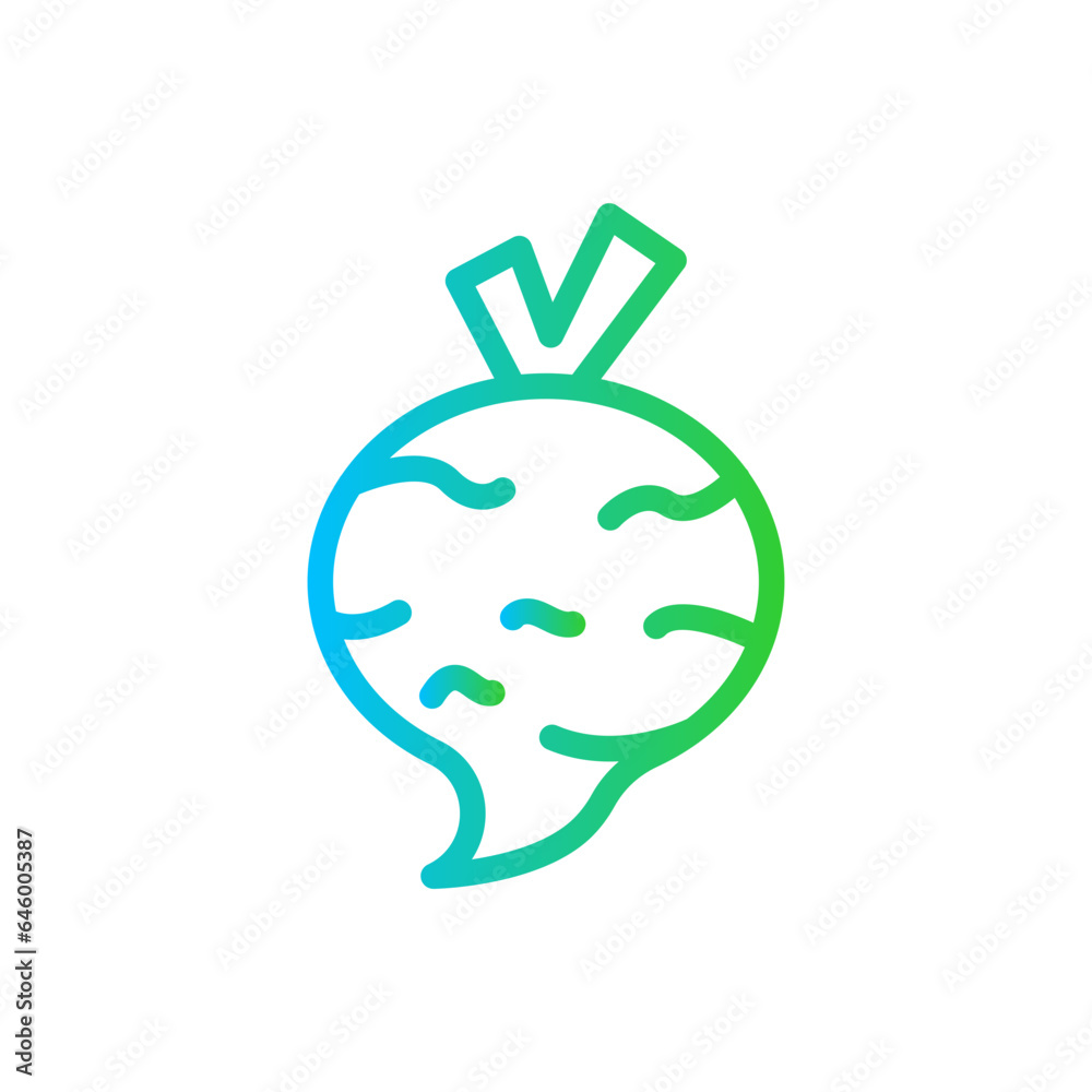 Radish vegetables icon with blue and green gradient outline style. food, icon, vegetarian, vector, vegetable, organic, illustration. Vector Illustration Radish vegetables icon with blue and green gradient outline style. food, icon, vegetarian, vector, vegetable, organic, illustration. Vector Illustration
